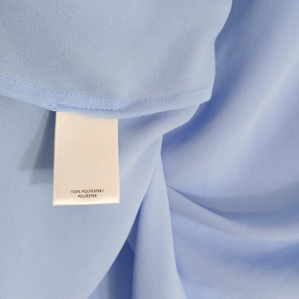 Ann Taylor Blouse XL Blue Long Bell Sleeves Chiffon Lightweight Top - Picture 7 of 8